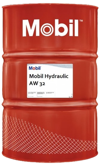Mobil Hydraulic AW 32 208L drum, premium anti-wear hydraulic oil for efficient industrial systems available in Angola and Portugal.