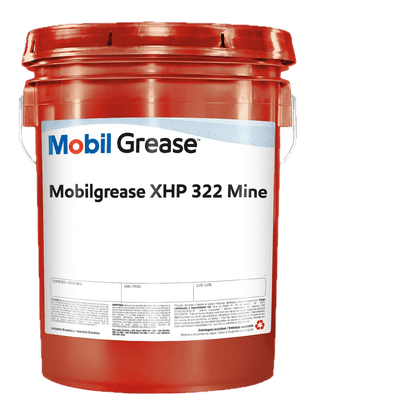 Mobilgrease XHP 322 Mine 18kg container, premium grease for mining and heavy equipment, available in Luanda - Angola.