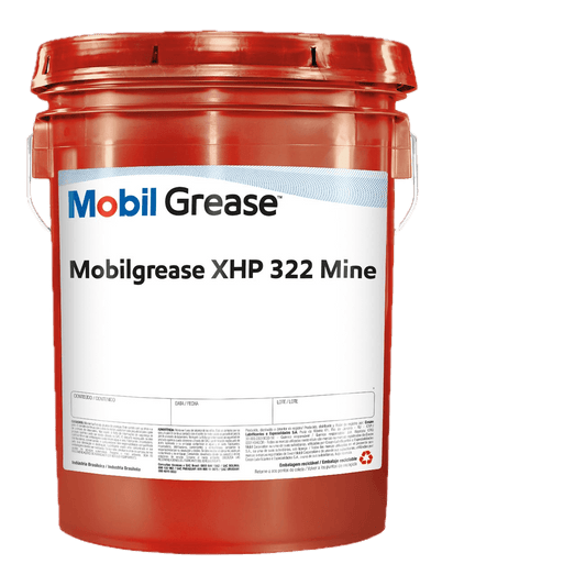 Mobilgrease XHP 322 Mine 18kg container, premium grease for mining and heavy equipment, available in Luanda - Angola.