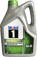 MOBIL 1 ESP X4 0W40 5L full synthetic engine oil, optimal wear protection for gasoline and diesel engines, available in Luanda - Angola.