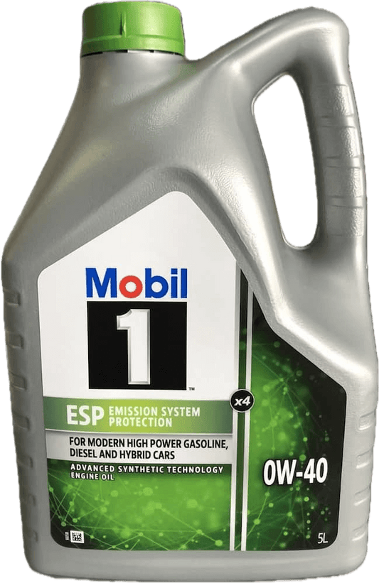 MOBIL 1 ESP X4 0W40 5L full synthetic engine oil, optimal wear protection for gasoline and diesel engines, available in Luanda - Angola.