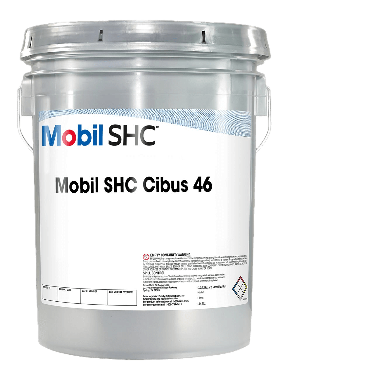 MOBIL SHC CIBUS 46 20-liter container, premium food-grade lubricant for safe food processing in Luanda - Angola.
