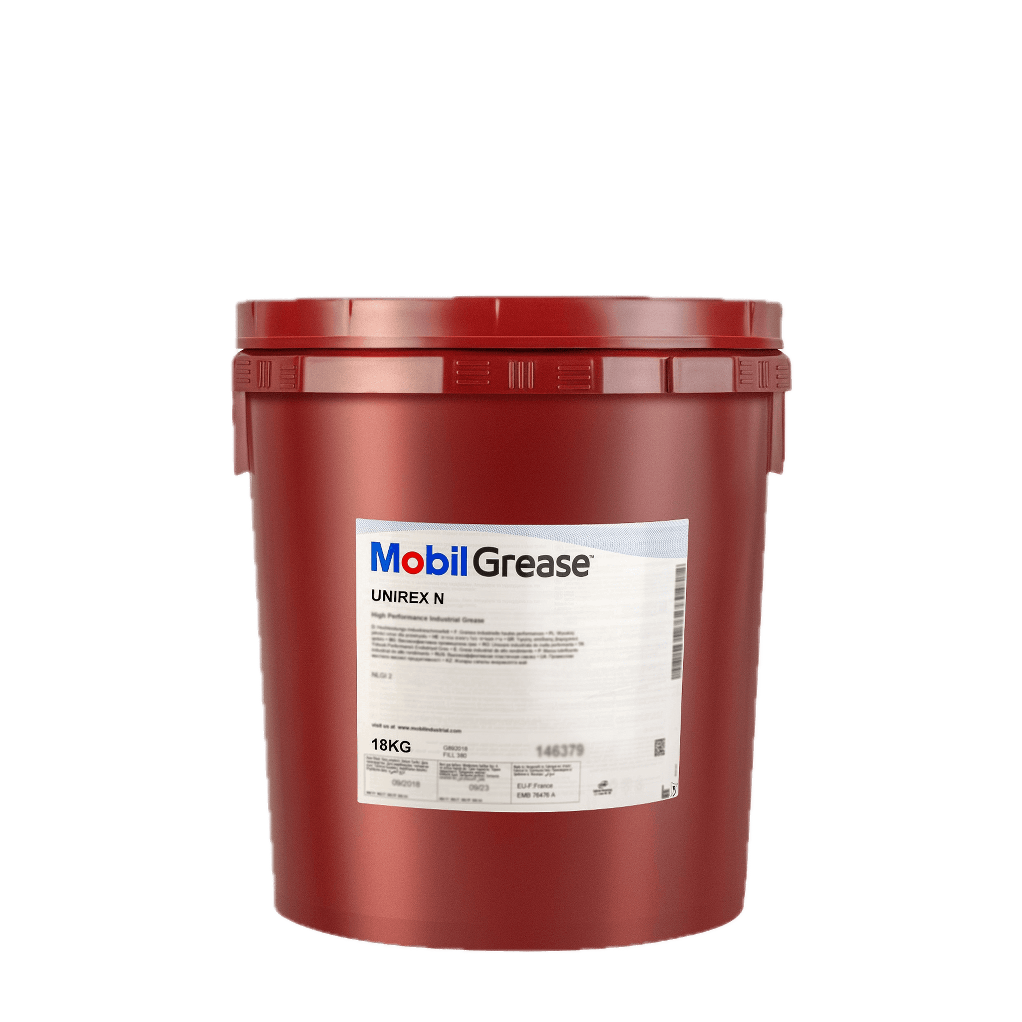 Mobil Unirex N3 18kg premium lithium-complex grease for high-performance industrial applications. Available in Luanda - Angola.