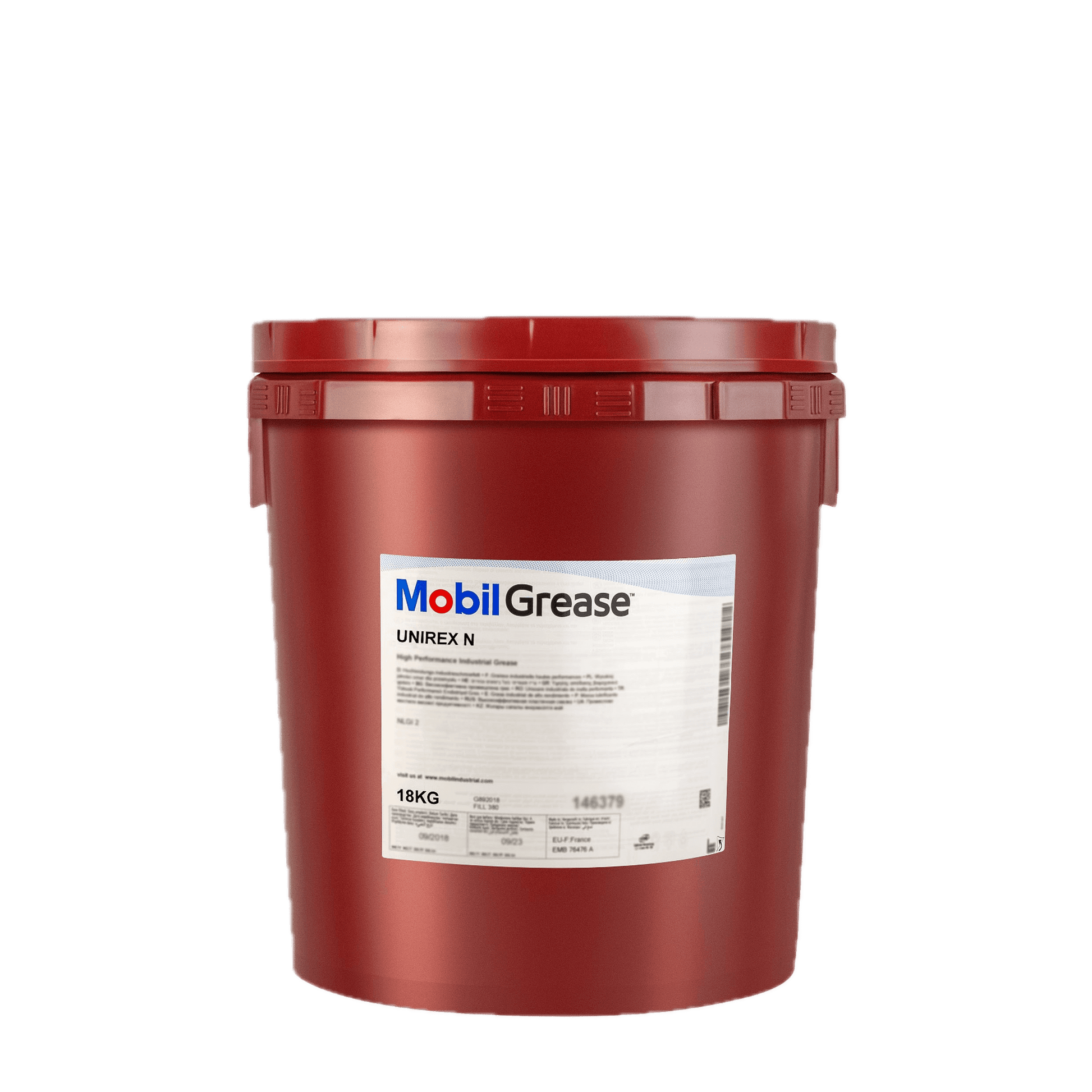Mobil Unirex N3 18kg premium lithium-complex grease for high-performance industrial applications. Available in Luanda - Angola.