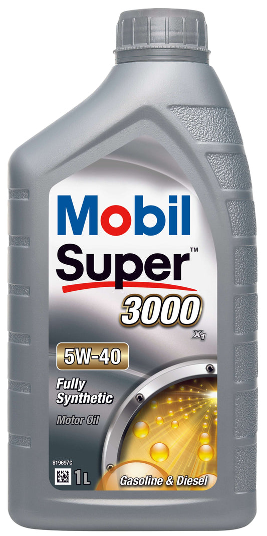 Mobil Super 3000 X1 5W40 1L fully synthetic engine oil for gasoline and diesel, available in Luanda - Angola.